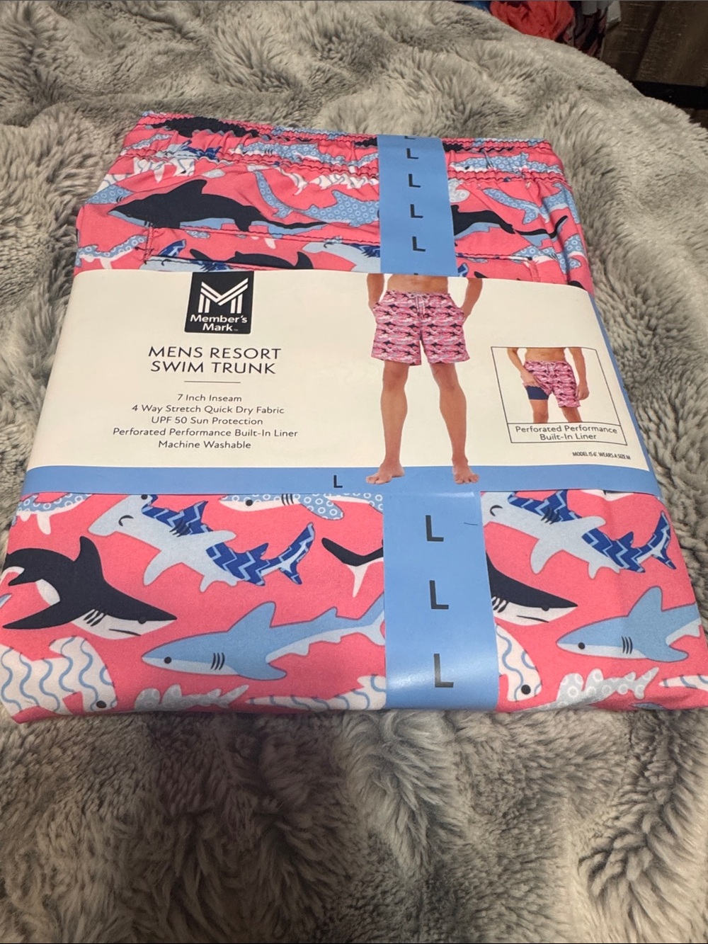 Men’s resort swim trunks- shark print